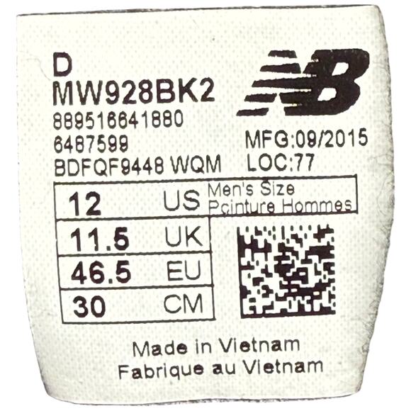 NEW BALANCE 928v2 Men’s 12D Walking Shoe Black Leather Cushioned Lace Up Sneaker - Picture 13 of 13